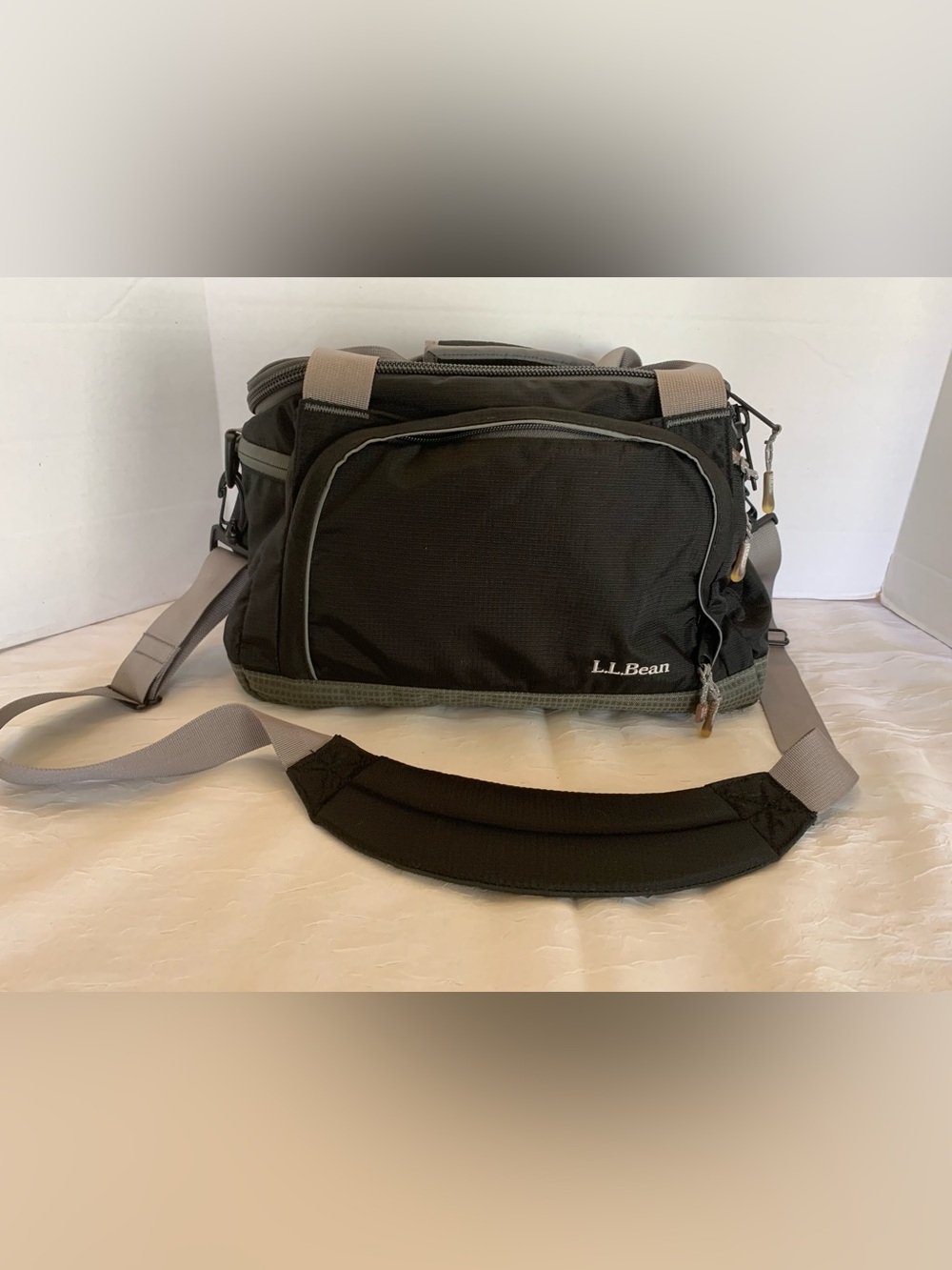 L.L.Bean Black Cooler Bag Shoulder Strap Travel Lunch Bag